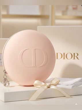 Dior Soft Pink Round SIlcone Zippered Pouch (appx 6" diameter) - GWP -NEW no box